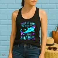 Just A Girl Who Loves Sharks Galaxy Shark Lover Theme Girls Women's Tank Top thumb 2