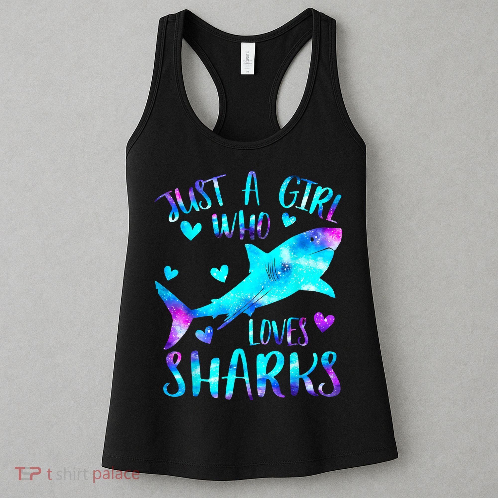 Just A Girl Who Loves Sharks Galaxy Shark Lover Theme Girls Women's Tank Top