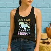 Jesus And Horses Horse Gifts Women's Tank Top thumb 2