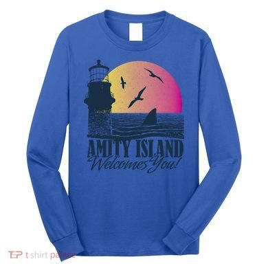 Jaws Amity Island Welcomes You Sunset Great Gift Long Sleeve Shirt