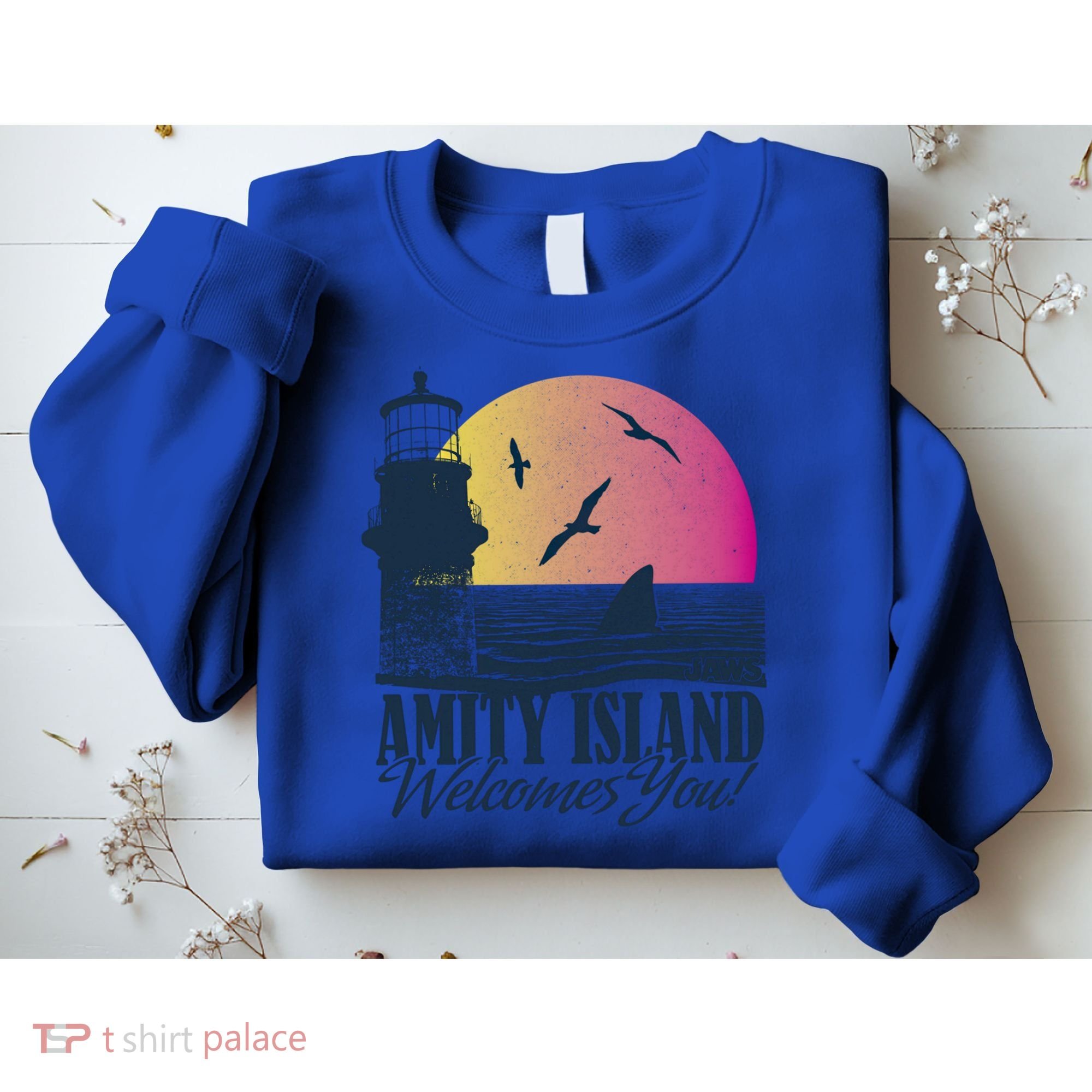 Jaws Amity Island Welcomes You Sunset Great Gift Sweatshirt