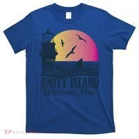 Jaws Amity Island Welcomes You Sunset Great Gift T-Shirt thumb 0