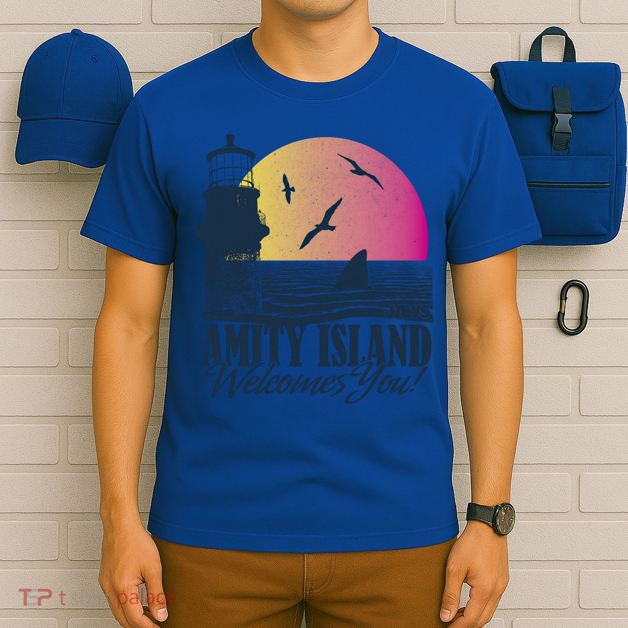 Jaws Amity Island Welcomes You Sunset Great Gift T-Shirt