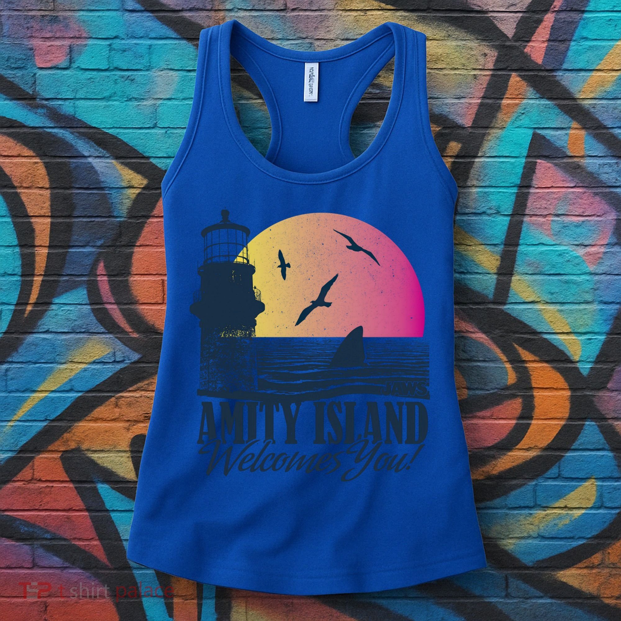 Jaws Amity Island Welcomes You Sunset Great Gift Women's Tank Top