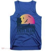 Jaws Amity Island Welcomes You Sunset Great Gift Tank Top thumb 0