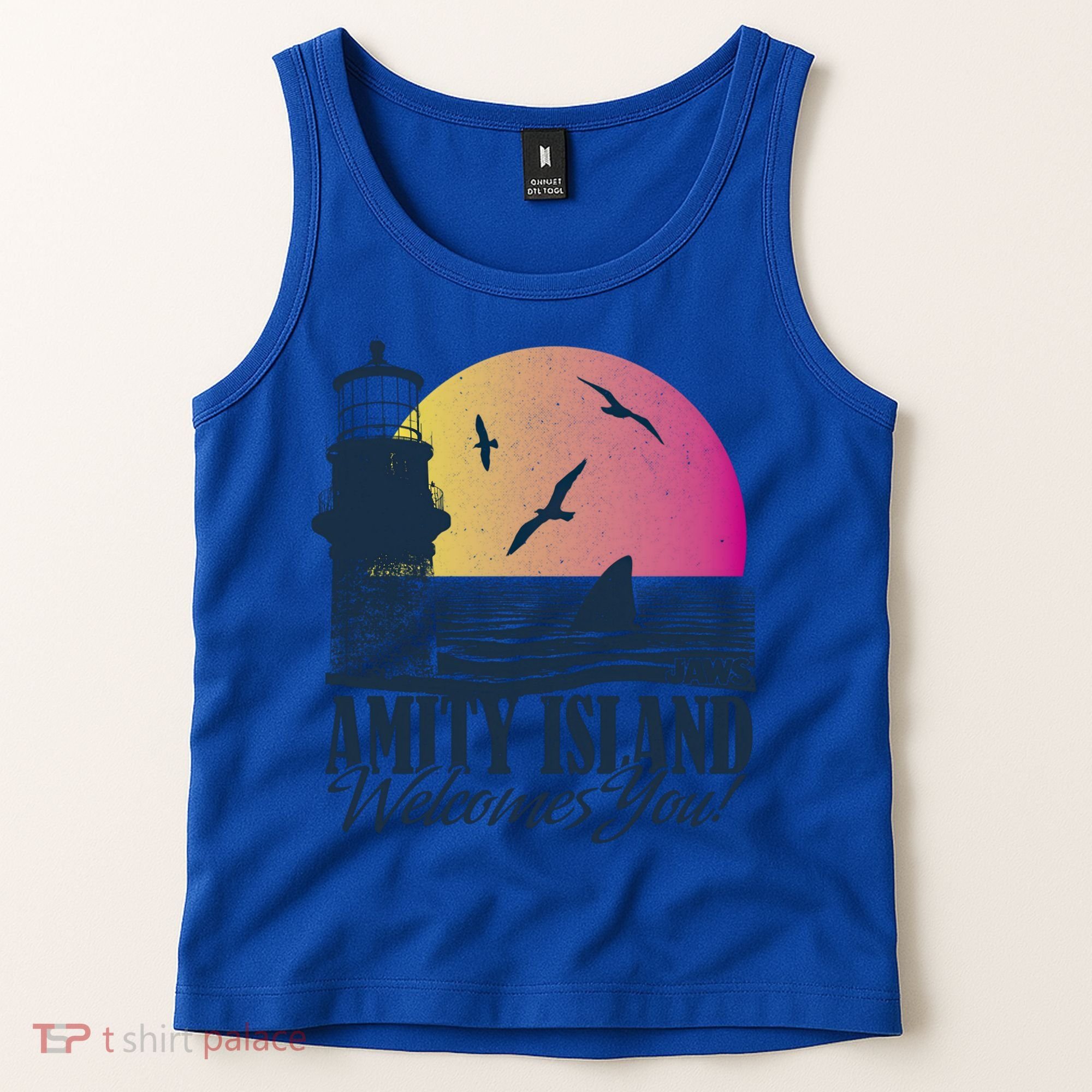 Jaws Amity Island Welcomes You Sunset Great Gift Tank Top
