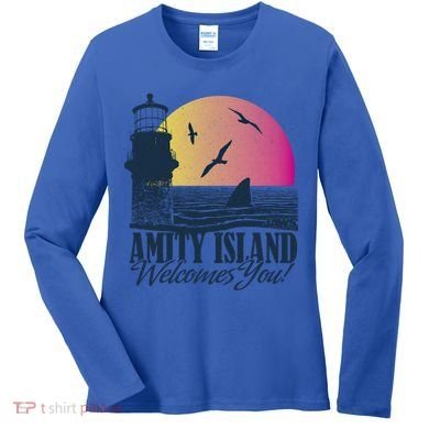 Jaws Amity Island Welcomes You Sunset Great Gift Women's Long Sleeve Shirt