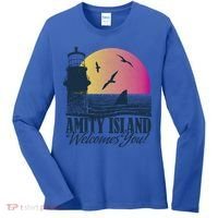 Jaws Amity Island Welcomes You Sunset Great Gift Women's Long Sleeve Shirt thumb 0