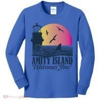Jaws Amity Island Welcomes You Sunset Great Gift Kids Long Sleeve Shirt thumb 0