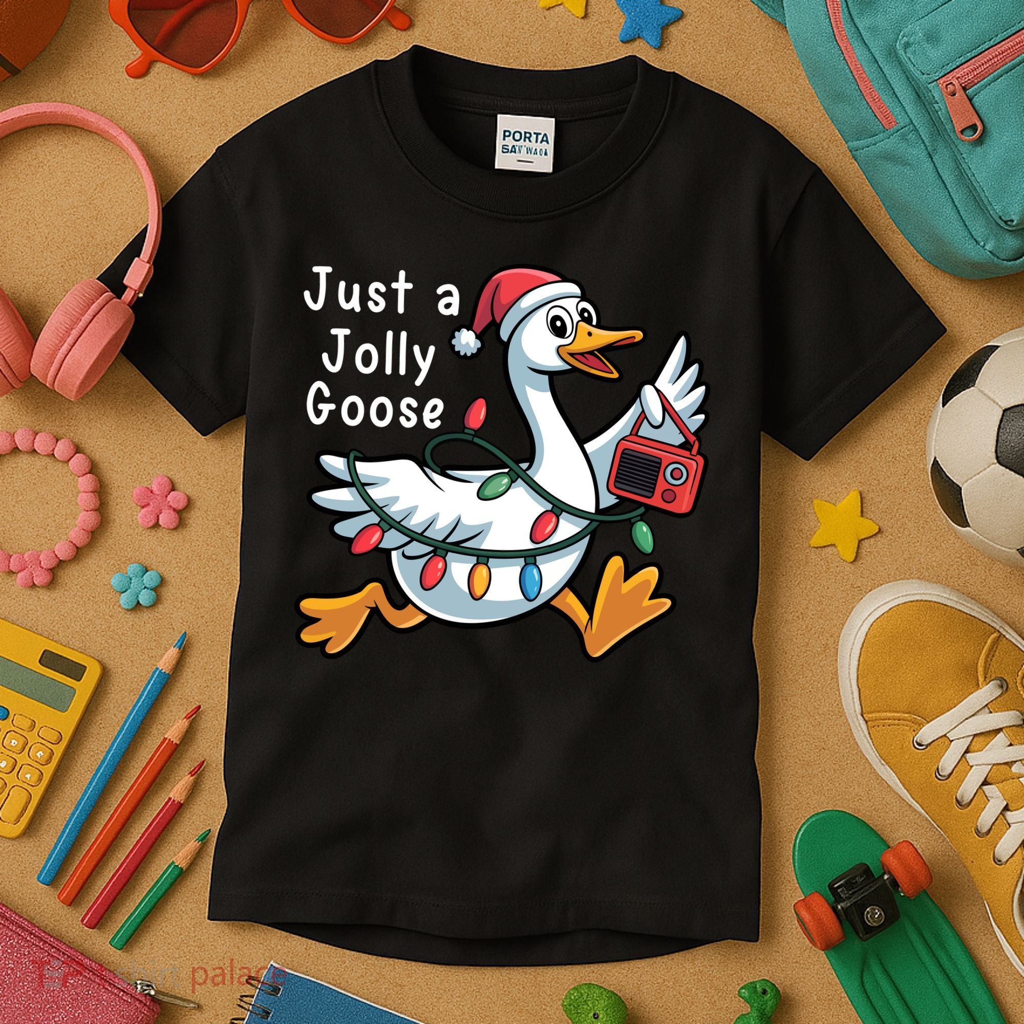 Just A Jolly Goose Christmas Kids T-Shirt