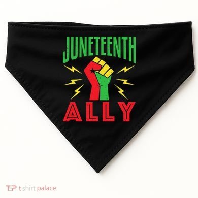 Juneteenth Ally June 19 Support Protest Pride Fist USA-Made Doggie Bandana