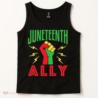 Juneteenth Ally June 19 Support Protest Pride Fist Tank Top thumb 2
