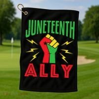 Juneteenth Ally June 19 Support Protest Pride Fist Golf Towel thumb 1