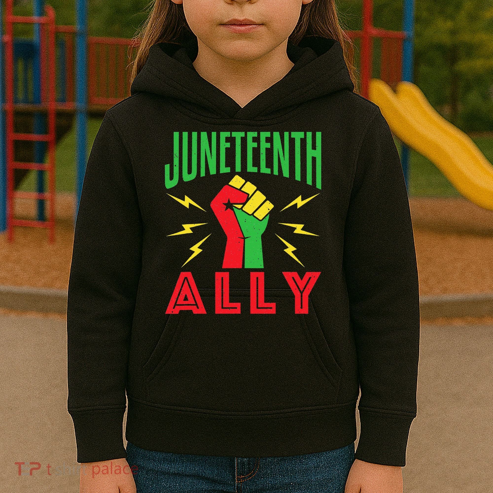 Juneteenth Ally June 19 Support Protest Pride Fist Kids Hoodie