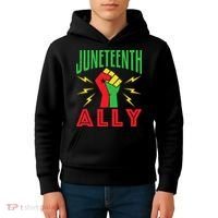 Juneteenth Ally June 19 Support Protest Pride Fist Kids Hoodie thumb 4