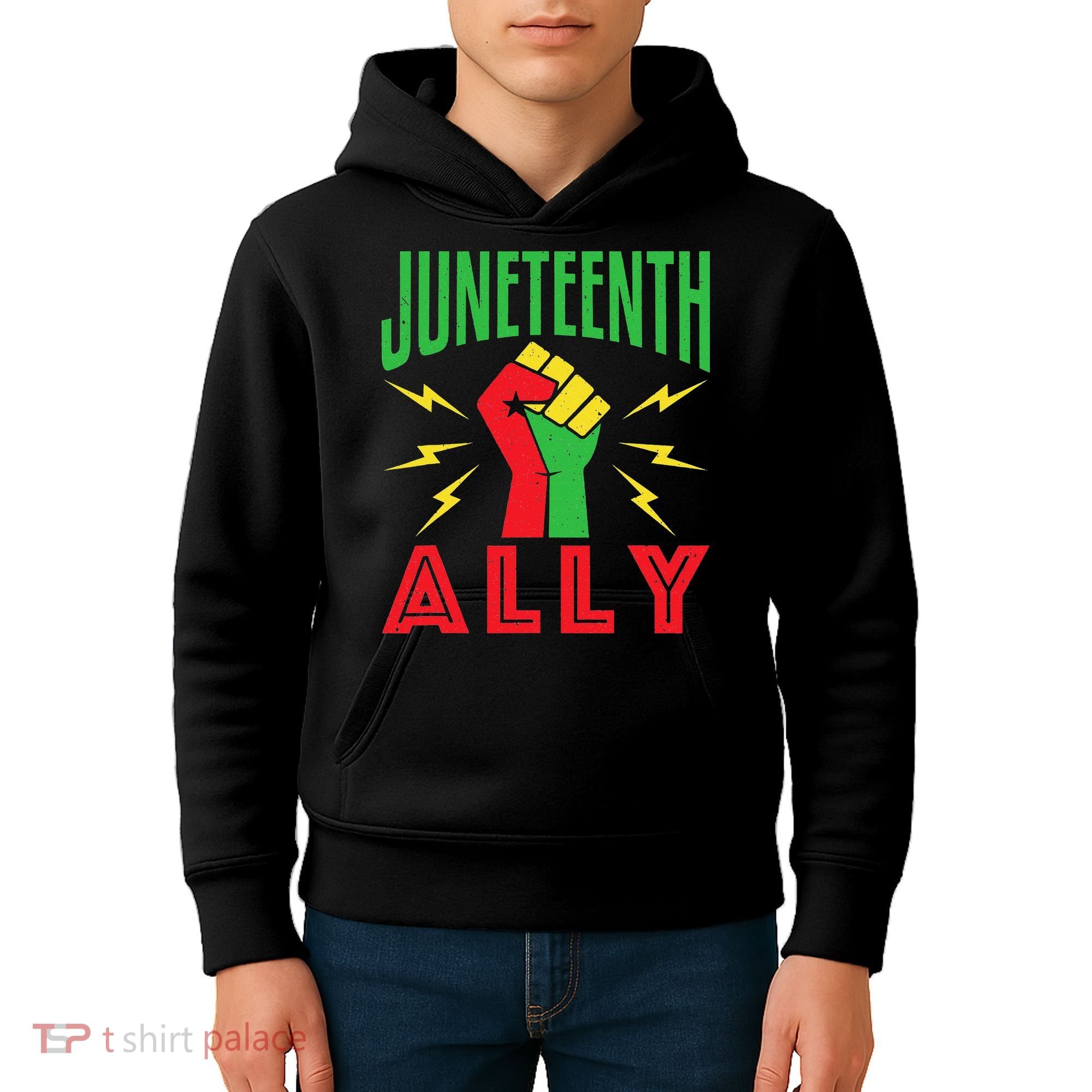 Juneteenth Ally June 19 Support Protest Pride Fist Kids Hoodie