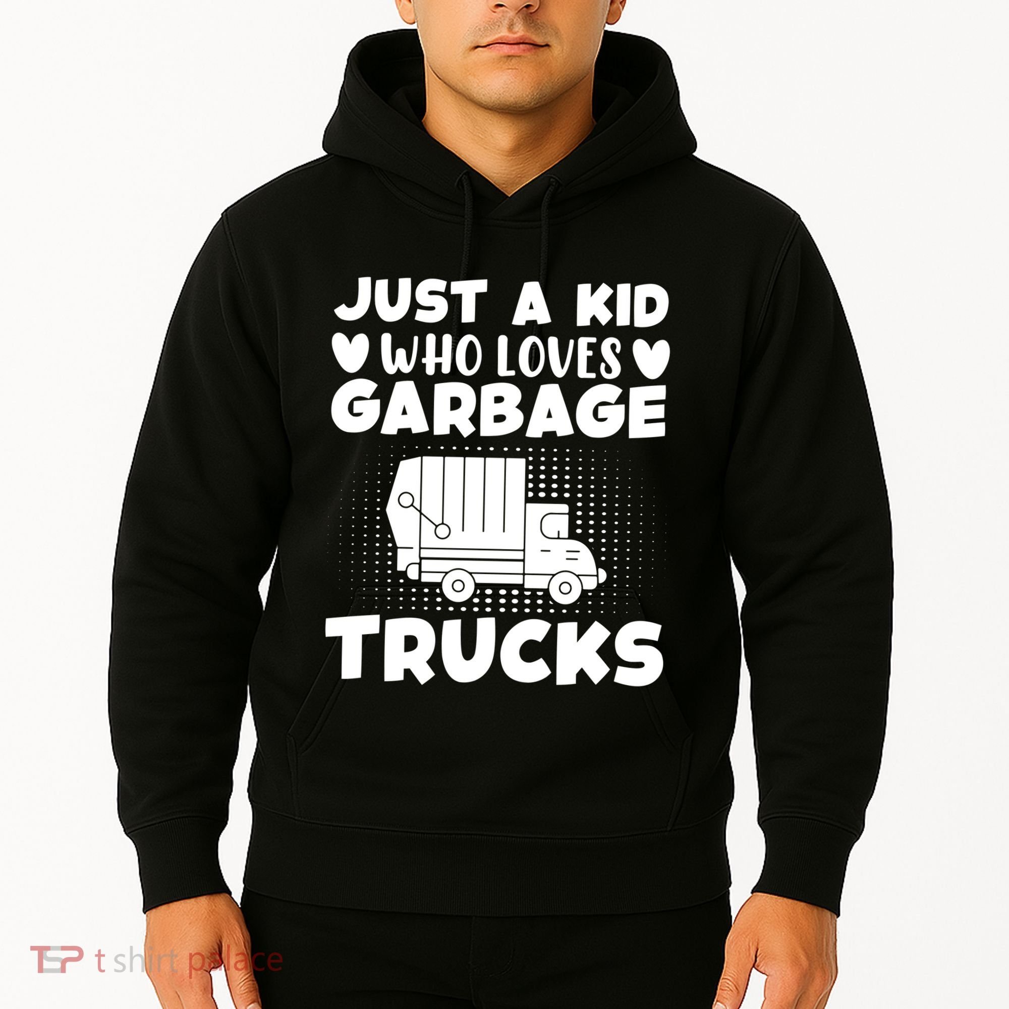 Just A Kid Who Loves Garbage Trucks Graphic Hoodie