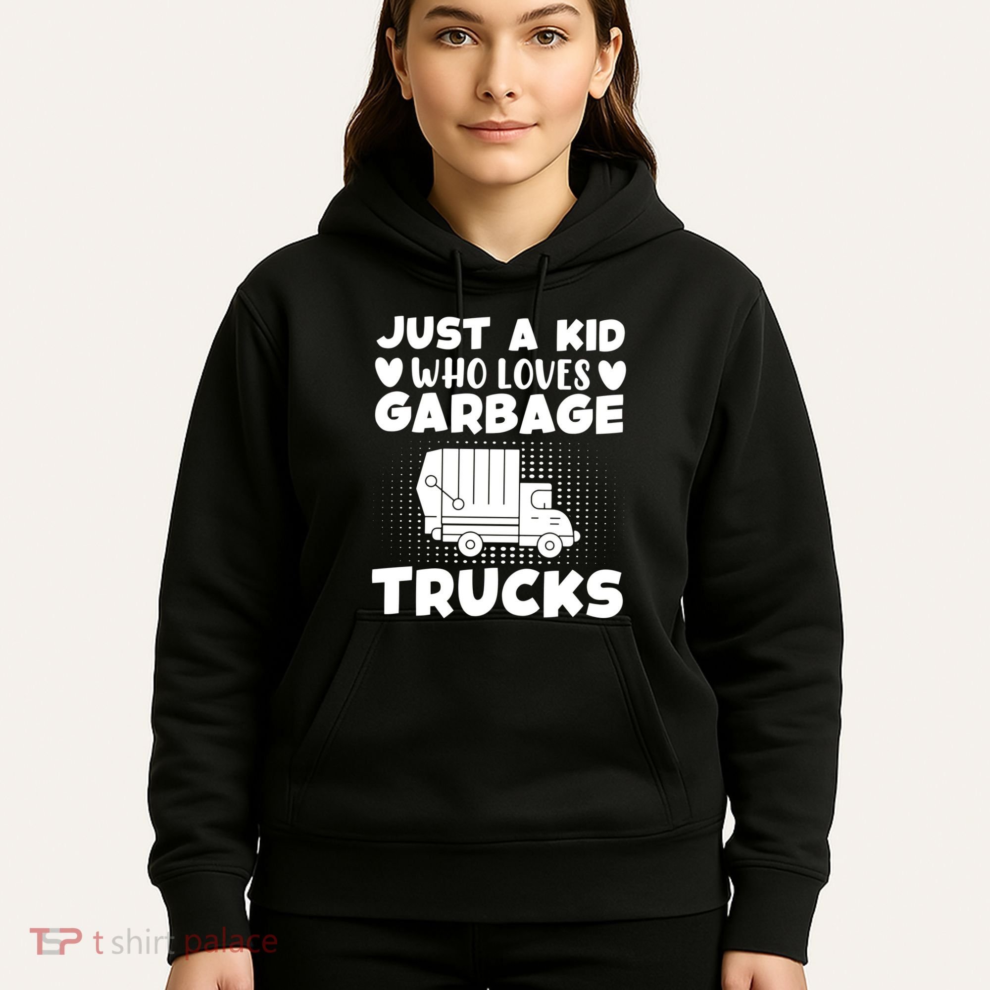 Just A Kid Who Loves Garbage Trucks Graphic Hoodie