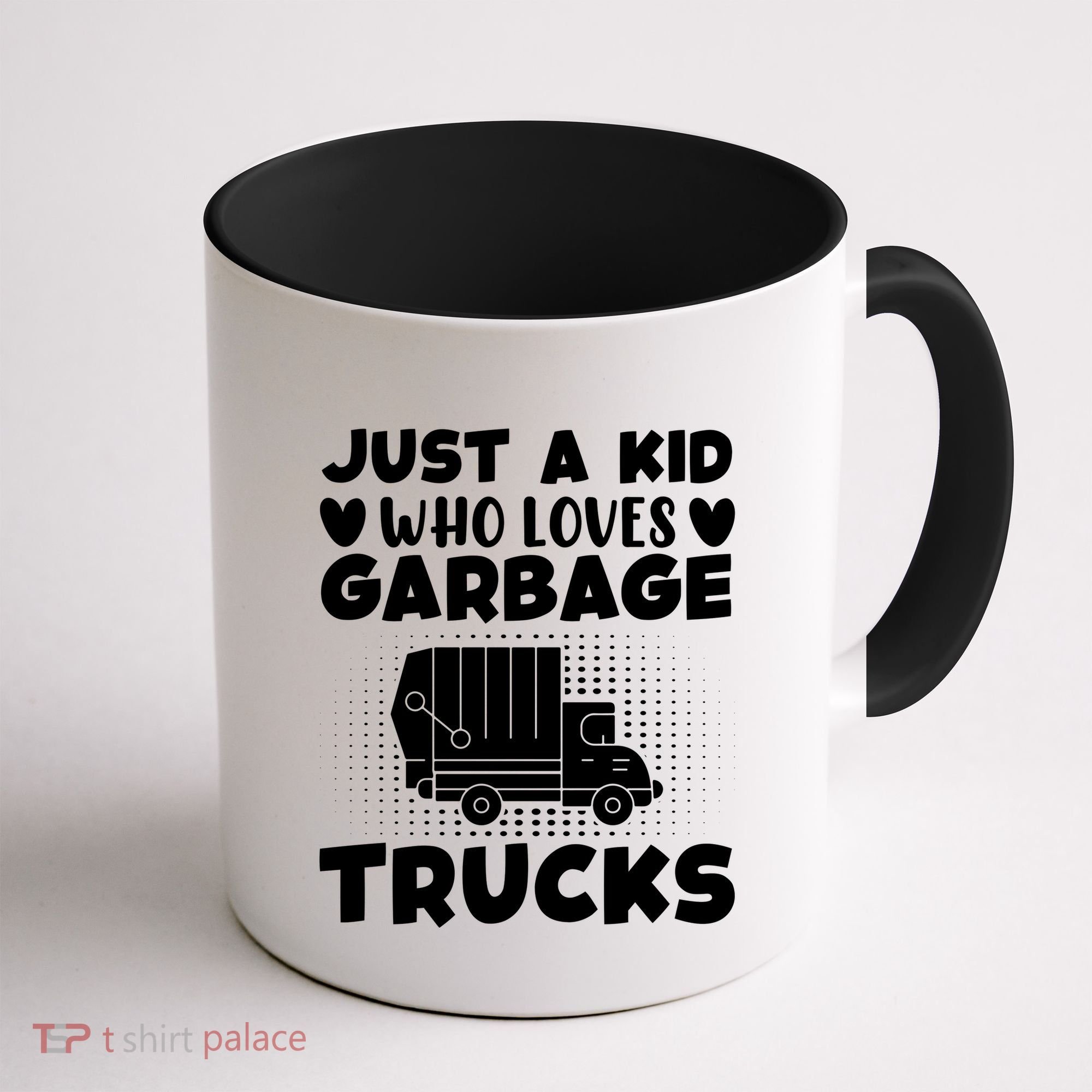 Just A Kid Who Loves Garbage Trucks Graphic Coffee Mug