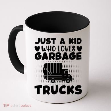 Just A Kid Who Loves Garbage Trucks Graphic Coffee Mug