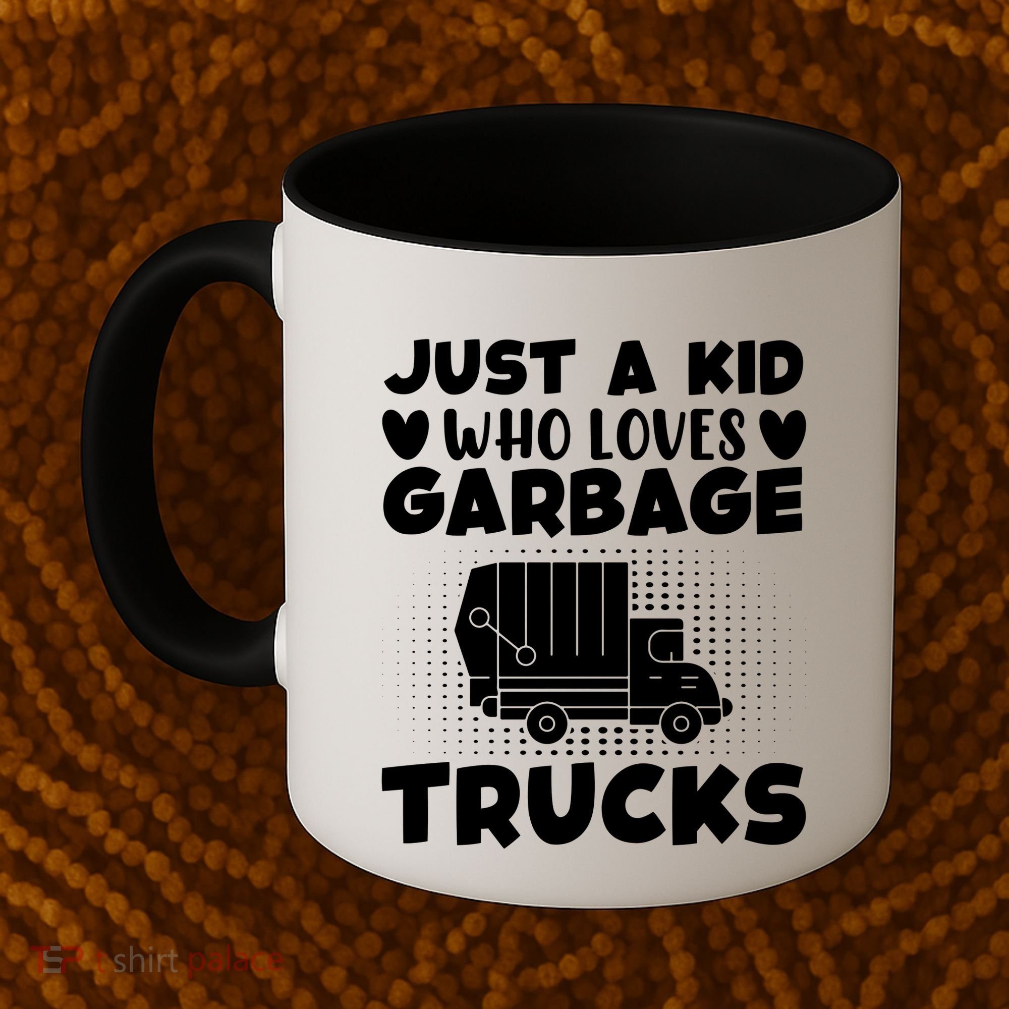 Just A Kid Who Loves Garbage Trucks Graphic Coffee Mug