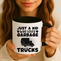 Just A Kid Who Loves Garbage Trucks Graphic Coffee Mug thumb 3