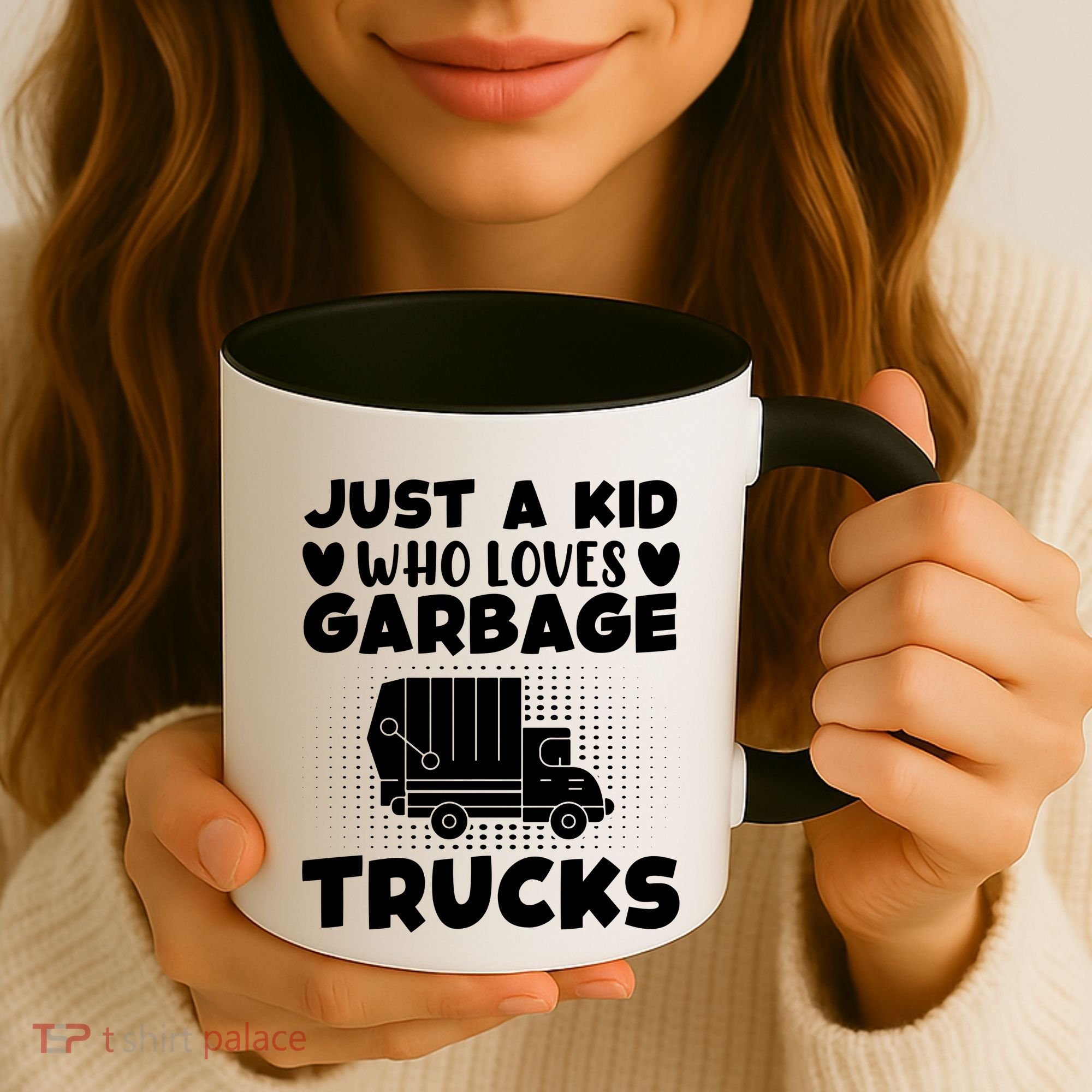 Just A Kid Who Loves Garbage Trucks Graphic Coffee Mug