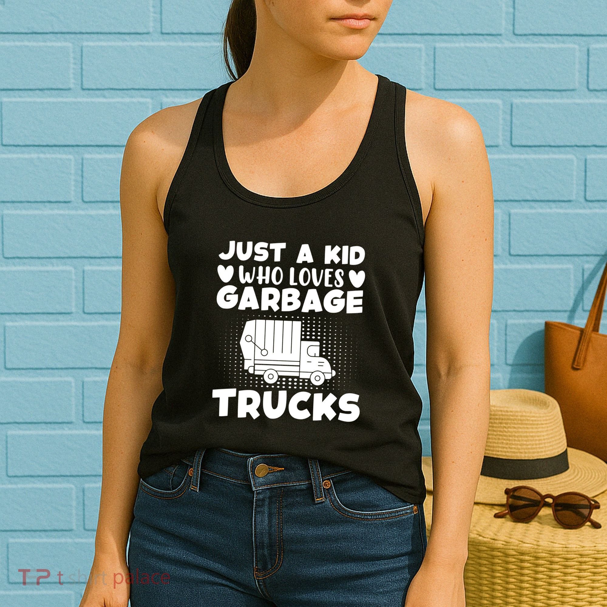Just A Kid Who Loves Garbage Trucks Graphic Women's Tank Top