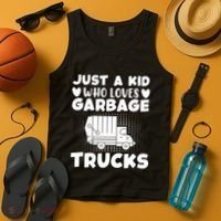 Just A Kid Who Loves Garbage Trucks Graphic Tank Top thumb 4