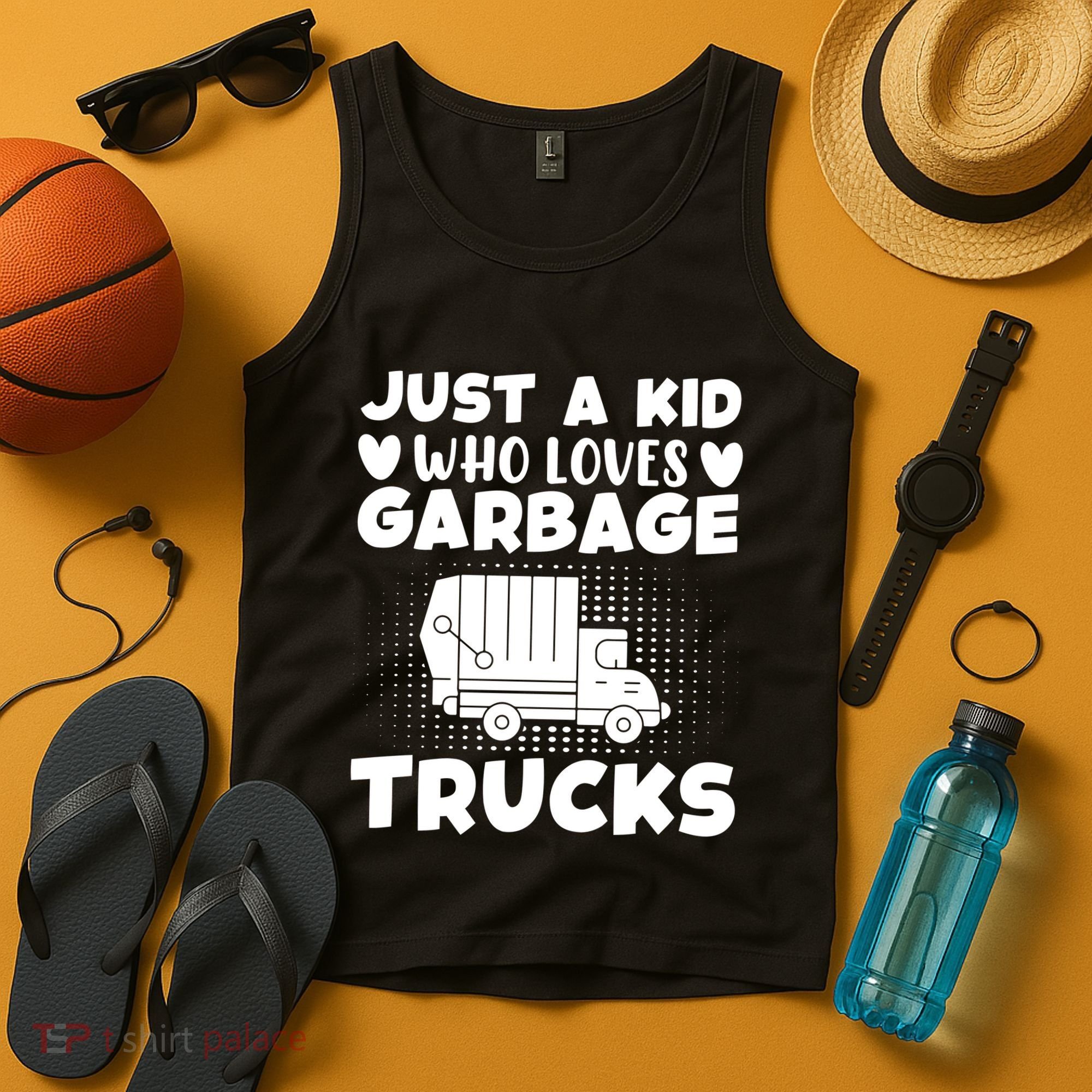 Just A Kid Who Loves Garbage Trucks Graphic Tank Top