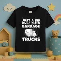 Just A Kid Who Loves Garbage Trucks Graphic Toddler T-Shirt thumb 3