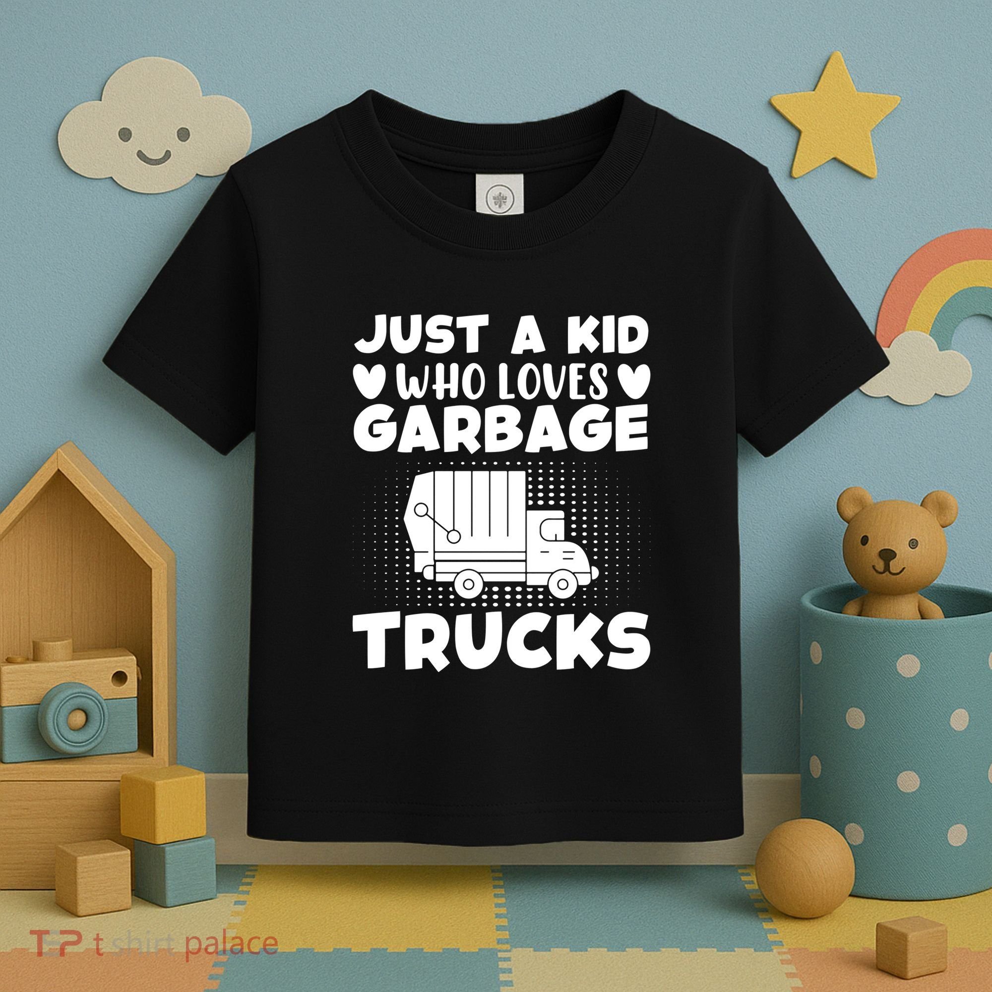Just A Kid Who Loves Garbage Trucks Graphic Toddler T-Shirt