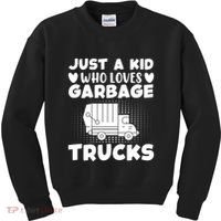 Just A Kid Who Loves Garbage Trucks Graphic Kids Sweatshirt thumb 0