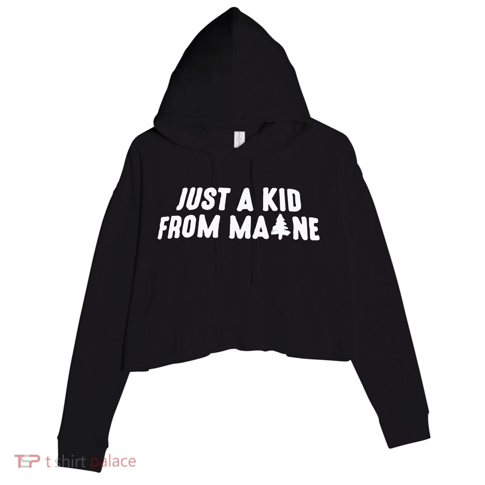 Just A Kids From Maine Crop Fleece Hoodie
