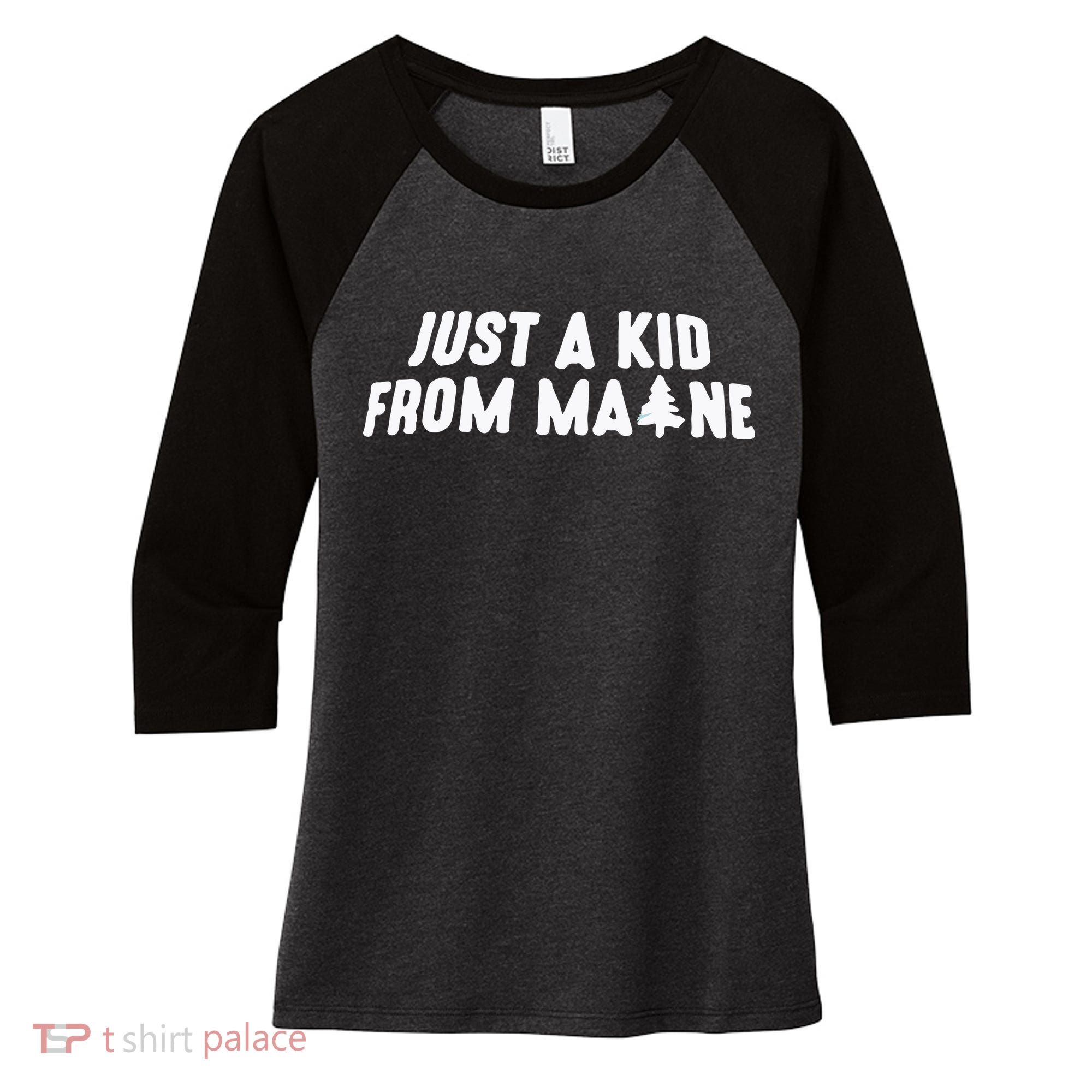 Just A Kids From Maine Women's Tri-Blend 3/4-Sleeve Raglan Shirt