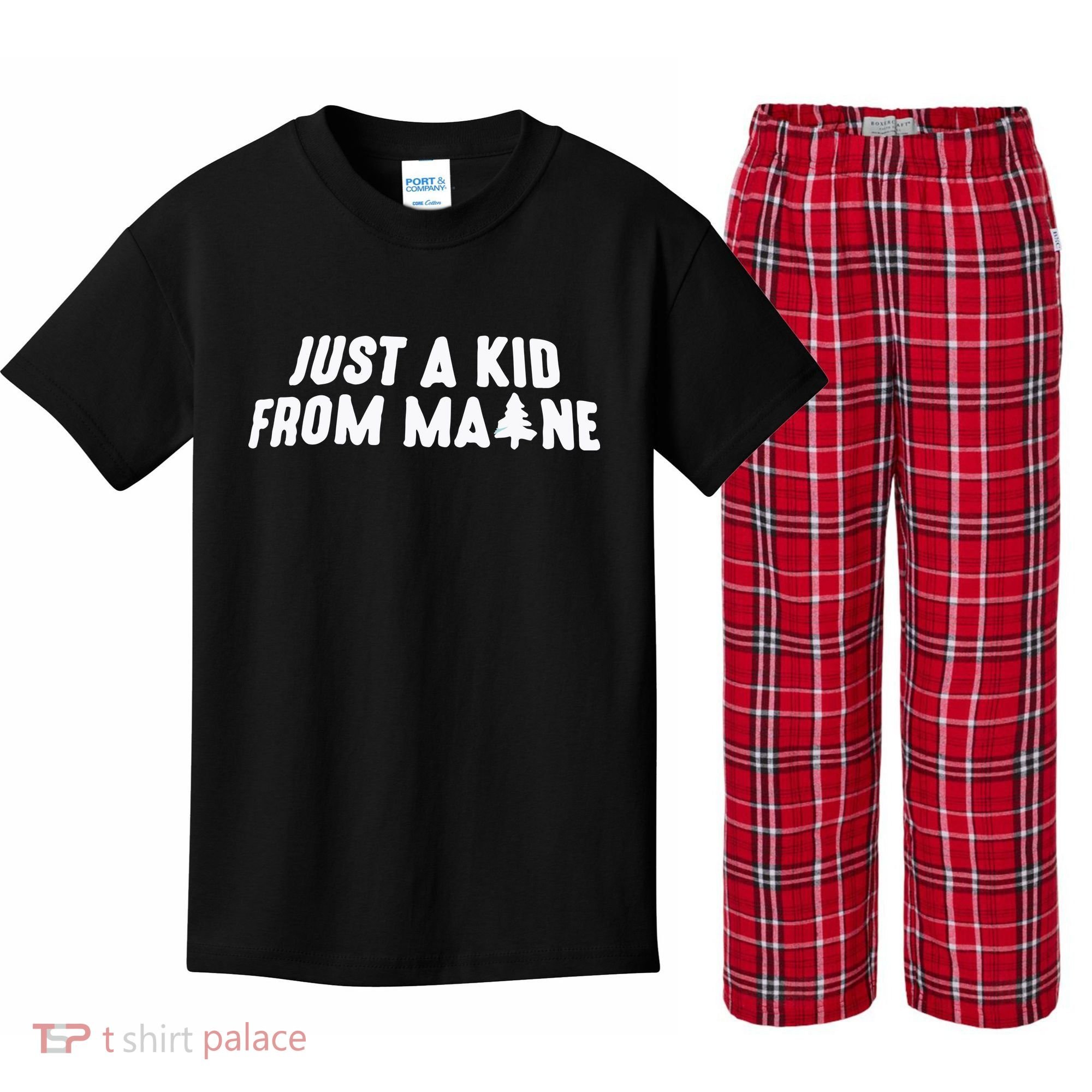 Just A Kids From Maine Kids Plaid Pajama Set