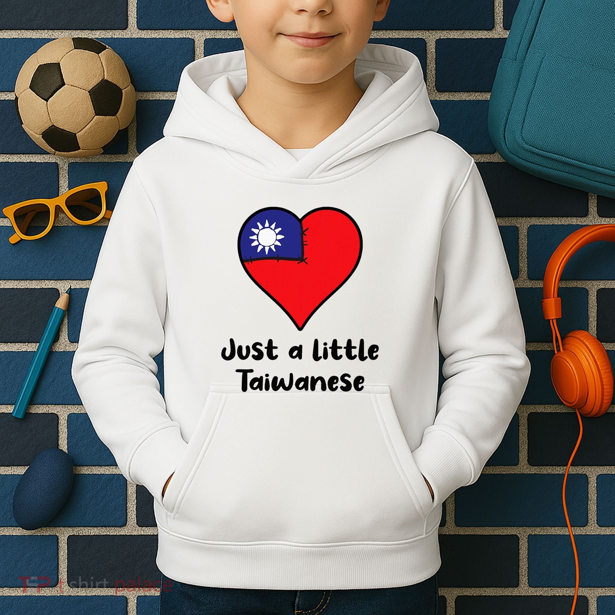 Just A Little Taiwanese Taiwan Flag Heart Kids Hoodie