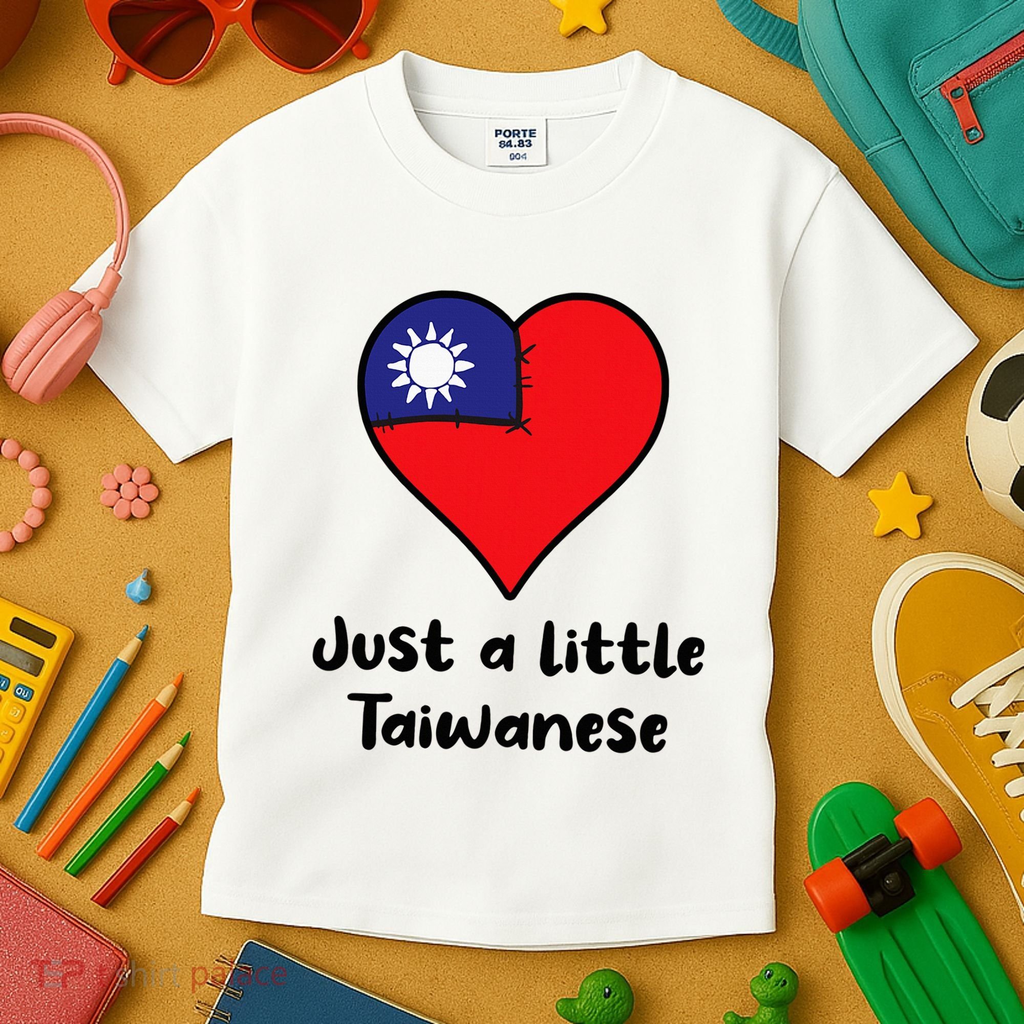 Just A Little Taiwanese Taiwan Flag Heart Kids T-Shirt