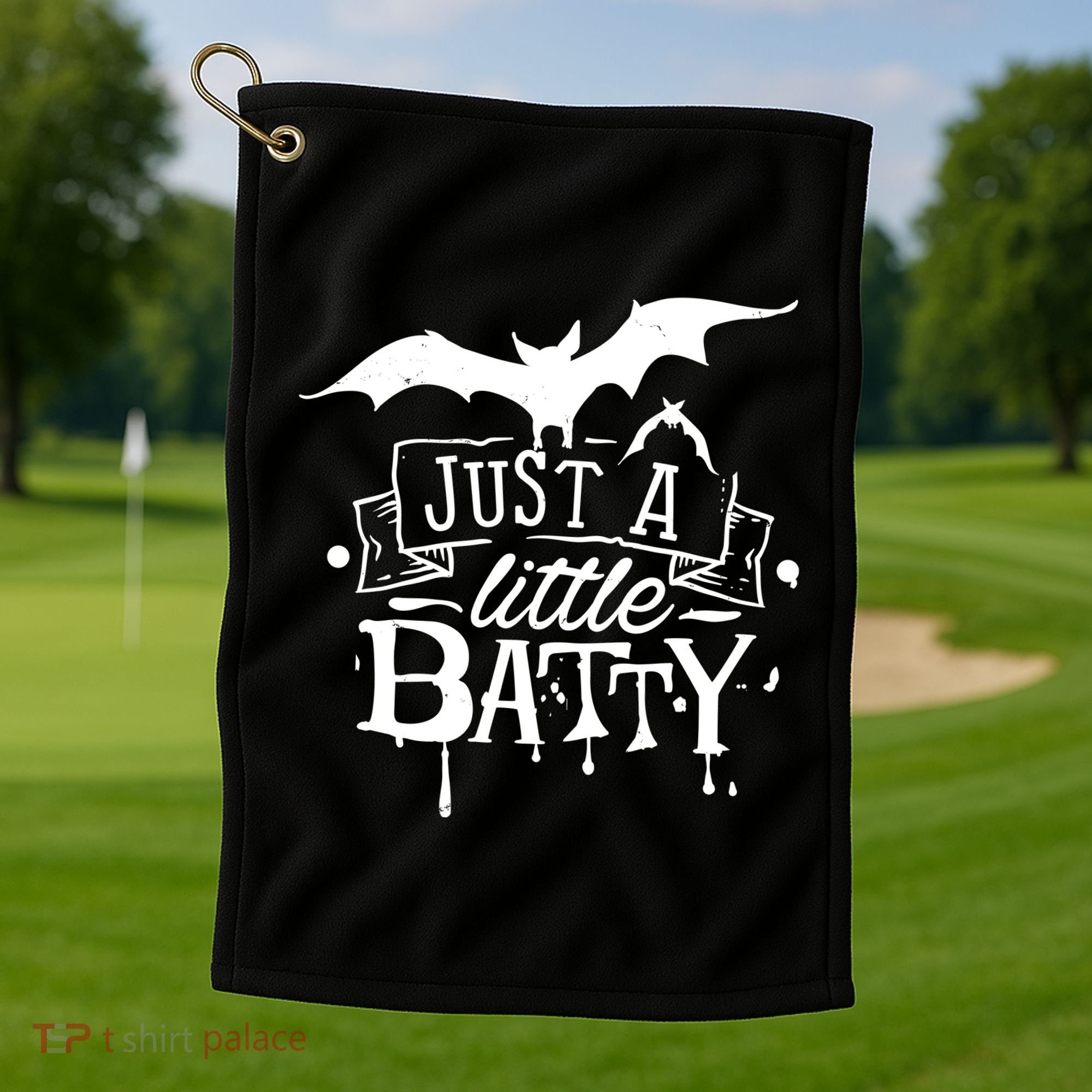 Just A Little Batty Funny Halloween Golf Towel
