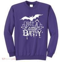 Just A Little Batty Funny Halloween Sweatshirt thumb 0