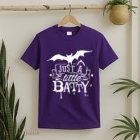 Just A Little Batty Funny Halloween T-Shirt thumb 2