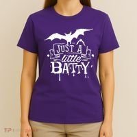Just A Little Batty Funny Halloween T-Shirt thumb 4