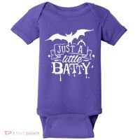 Just A Little Batty Funny Halloween Baby Bodysuit thumb 0