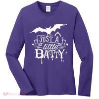 Just A Little Batty Funny Halloween Women's Long Sleeve Shirt thumb 0
