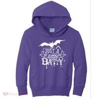 Just A Little Batty Funny Halloween Kids Hoodie thumb 0
