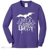 Just A Little Batty Funny Halloween Kids Long Sleeve Shirt thumb 0