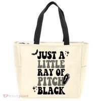 Just A Little Ray Of Pitch Black Halloween Tote Bag thumb 0