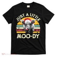 Just A Little Moody Cute Highland Cows Lover Vintage Farming T-Shirt thumb 0