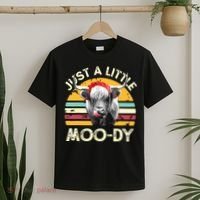 Just A Little Moody Cute Highland Cows Lover Vintage Farming T-Shirt thumb 2