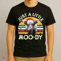 Just A Little Moody Cute Highland Cows Lover Vintage Farming T-Shirt thumb 3